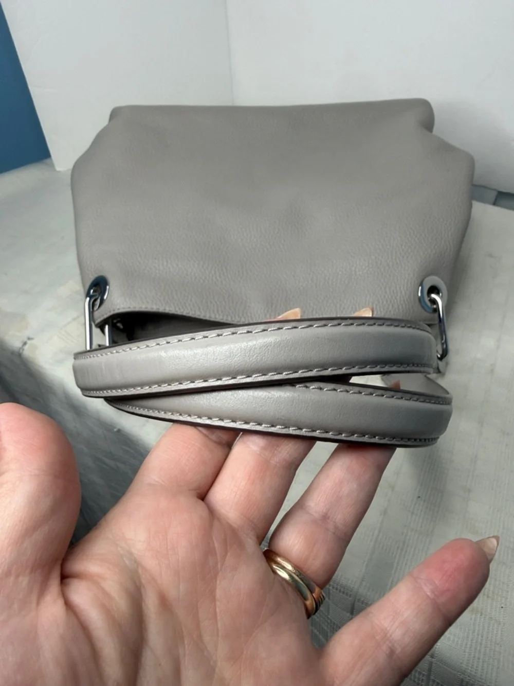 Michael Kors Raven Large Pebbled Leather Tote, Pearl Grey Bag /Wallet set.